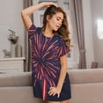 thumbnail image 3 of Naloa Fireworks3 Print Women Nightgowns,Womens Loungewear,Short Sleeve Sleepwear,Comfy Ladies Nightdress, 3 of 6