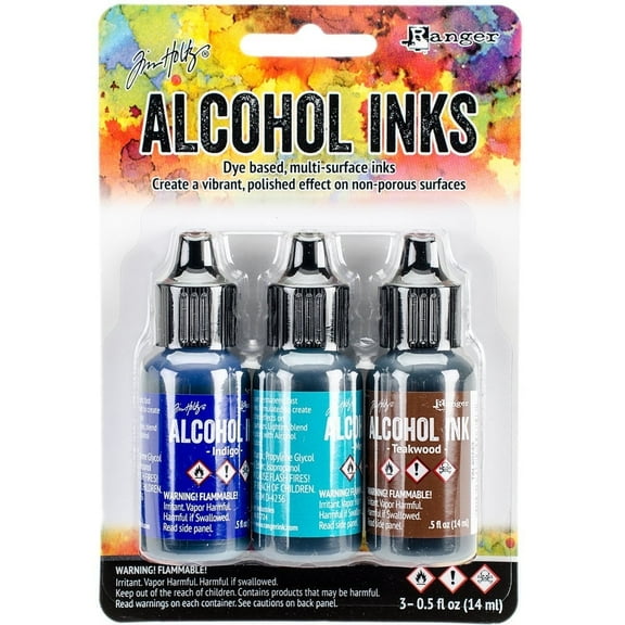 Ranger TAK-B-40866 Adirondack Brights Alcohol Ink, 0.5-Ounce, Mariner-Indigo/Mermaid/Teakwood