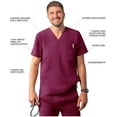 thumbnail image 3 of Adar Addition Scrubs for Men - Modern Multi Pocket V-Neck Scrub Top - A6010 - Wine - XL, 3 of 8
