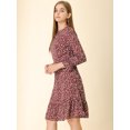 thumbnail image 4 of Vestido A Media Pierna De Leopardo Con Dobladillo Con Volantes Y Manga Larga En La Parte Delantera Con Cuello Redondo Y Cuello Redondo Para Mujer Rojo XS, 4 of 6