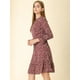 thumbnail image 4 of Vestido A Media Pierna De Leopardo Con Dobladillo Con Volantes Y Manga Larga En La Parte Delantera Con Cuello Redondo Y Cuello Redondo Para Mujer Rojo M, 4 of 6