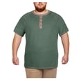 thumbnail image 4 of GIRUNS Big and Tall Henley Shirts for Men Short Sleeve Cotton Casual T Shirt with Button Placket Green 2X, 4 of 6
