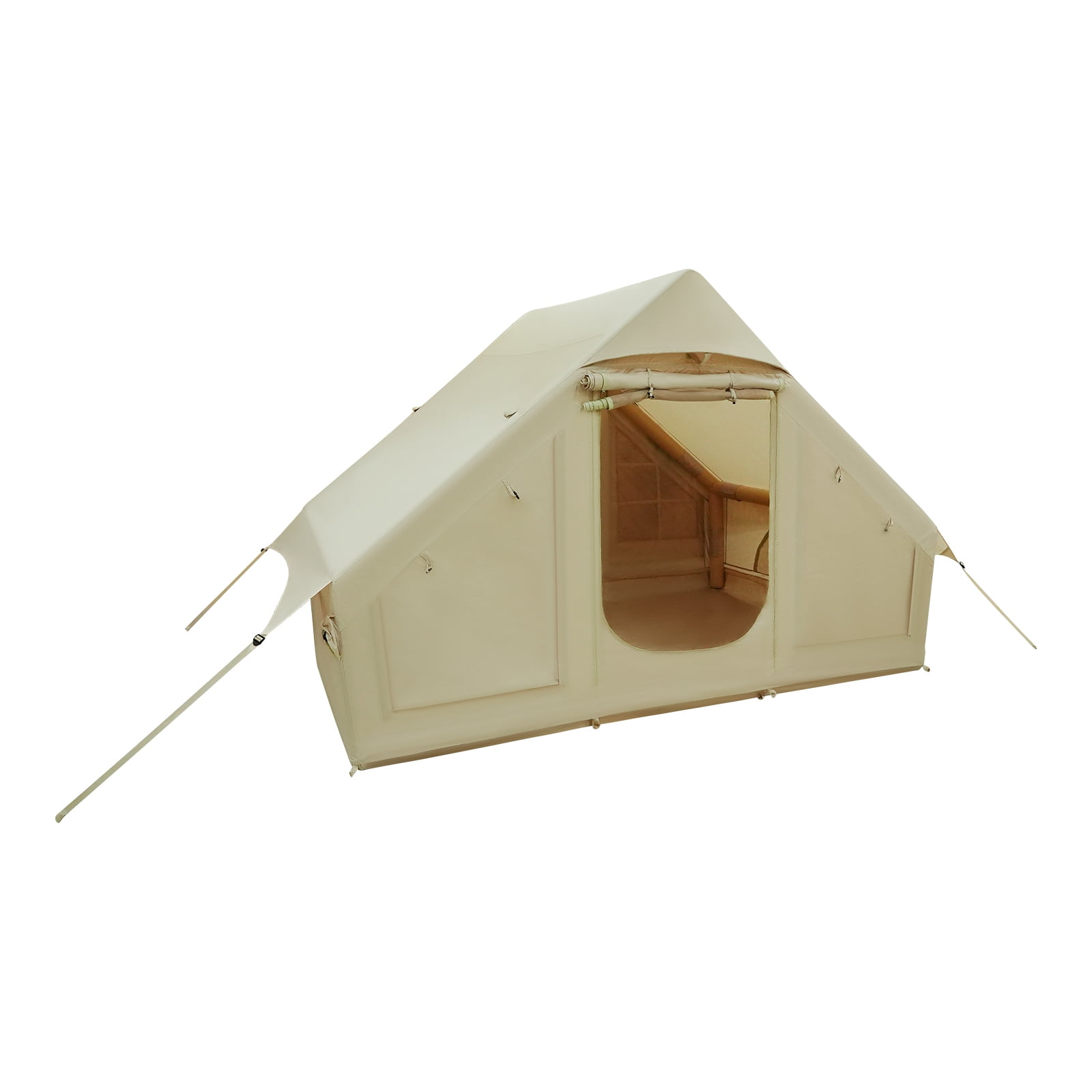 ToppiJoy Outdoor Portable Inflatable Camping Tent for 3-4 Persons Glamping Tents Easy Set up Waterproof Beige Canvas for Outdoor Camping