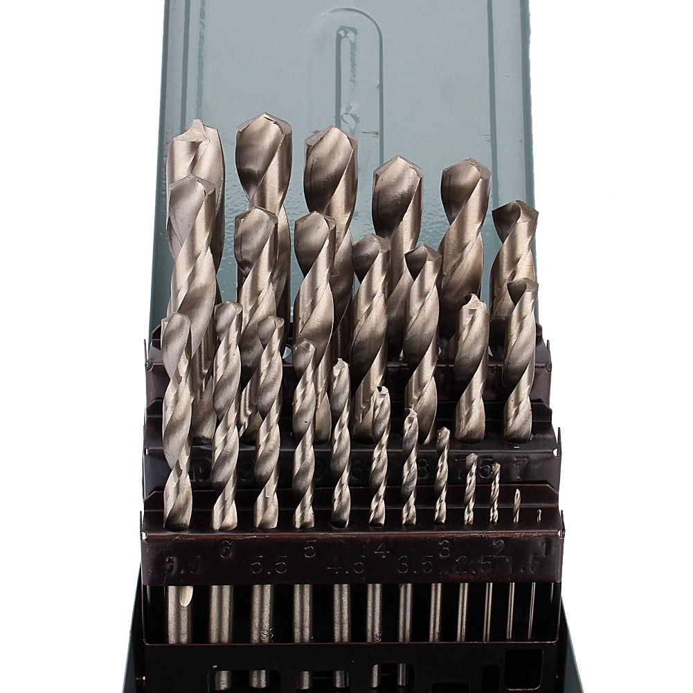 EBTOOLS 25Pc Set 1mm-13mm Twist HSS High Speed Cobalt Steel Metric Drill Bit Tool Kit,Metal Twist Drill Bit