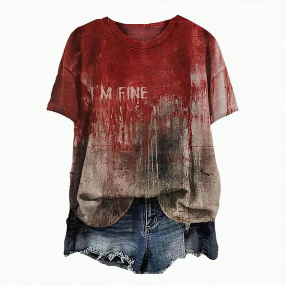 HCNTES Womens Spooky Halloween Shirts Cute Short Sleeve Funny Pumpkin Graphic Tee Ghost Tops Halloween Fall(XL,A486-)