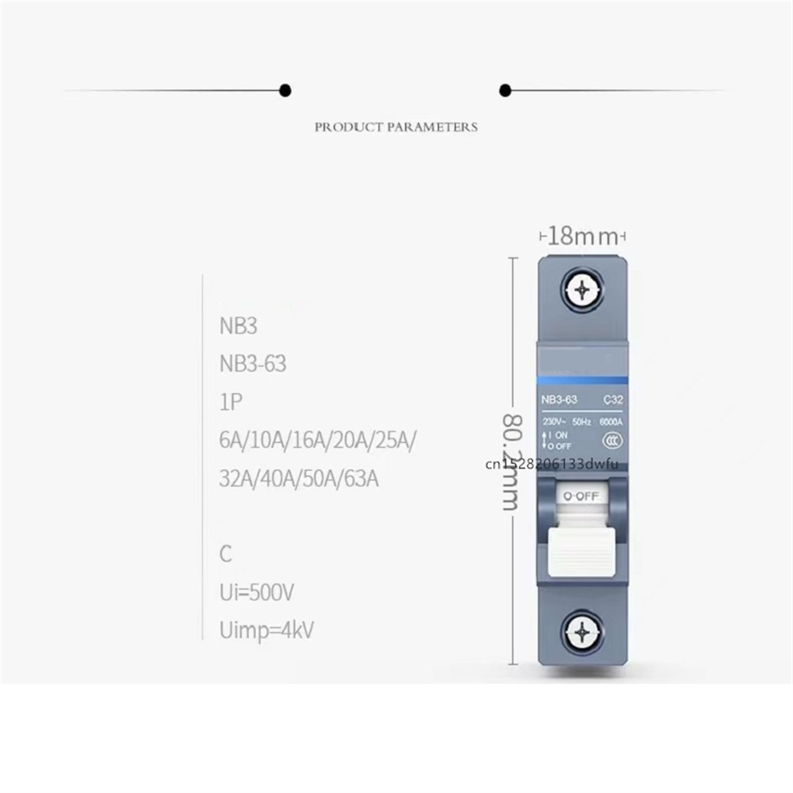 NB3 1P 1P+N 2P 3P 4P AC 230/400V Circuit Breaker DIN Rail Mounting Miniature