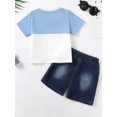 thumbnail image 6 of CARETOO Toddler Boy Clothes Summer Casual Sports Outfits Short Sleeve T Shirt Tee Denim Shorts Cotton Fabric Set, 6 of 8