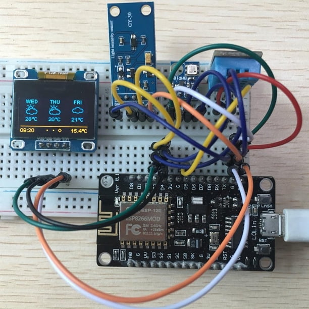 Kit de estación meteorológica Bsvklp ESP8266 módulo DIY pantalla OLED IIC 0,96 pulgadas para Arduino