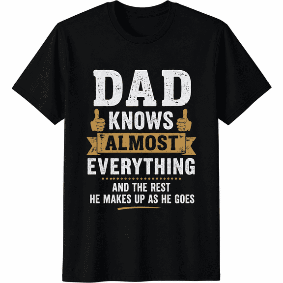 Funny Dad Knows Almost Everything T-Shirt, Humorous Father Quote Graphic Tee, Casual Gift for Dad