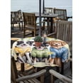 thumbnail image 2 of Outdoor Tablecloths with Umbrella Hole & Zipper, Spring Dog Round Tablecloths 60 Inch, Sunflower Daisy Botanical Yellow Ombre Waterproof Table Cloth, Patio/Pool/Picnic Table Covers, 2 of 8