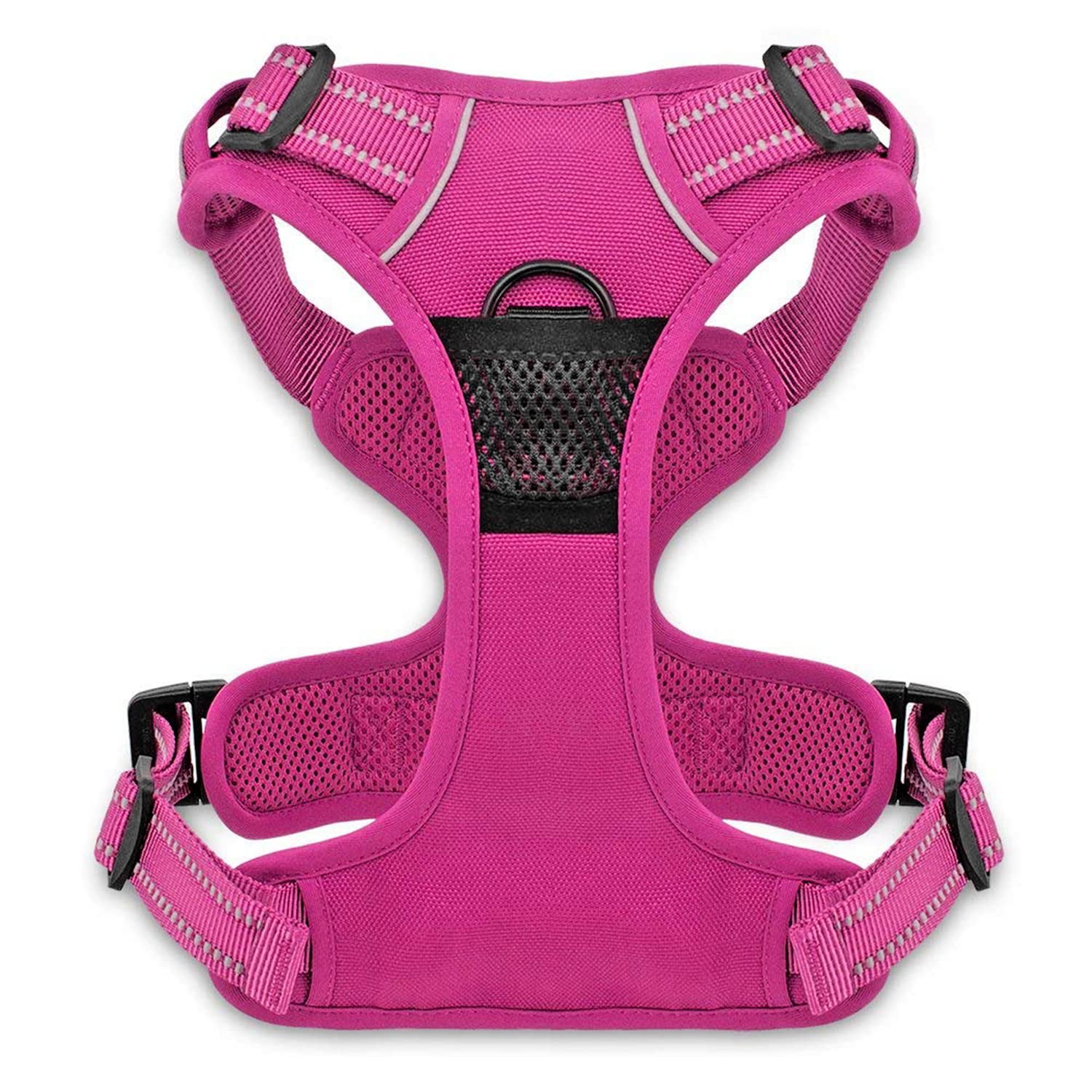 Voyager Dog Harness Dual Leash Attachment No-Pull Control Adjustable Soft but Strong Pet Harness for Medium and Large Dogs with 3M Reflective Technology - Fuchsia, L (Chest: 25 - 30")