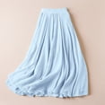 thumbnail image 4 of felwors Women's Cotton Linen Maxi Skirt - Flowy Boho Long Skirt with Ruffled Hem for Casual, Beach, Summer (Sky Blue, L), 4 of 5