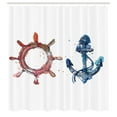 thumbnail image 3 of Ambesonne Anchor Shower Curtain, Nautical Steering Wheel, 69"Wx75"L, Pink Blue, 3 of 5