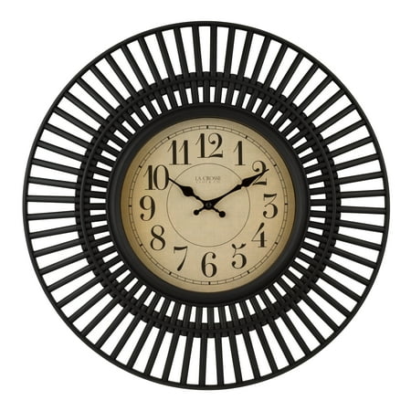 La Crosse Clock 20 inch Covington Contemporary Black Quartz Analog Wall Clock, 404-3051