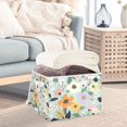 thumbnail image 3 of Yayeee Collapsible Storage Bin with Lid Fabric Closet Decorative Basket with Handles, Green Floral Pattern, 3 of 7