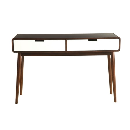 Walnut Veneer Mdf - Sofa Table in Walnut and White - MDF, Wood Veneer, Solid W Walnut and White