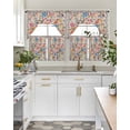 thumbnail image 4 of Boho Pink Flowers Swag Kitchen Curtains Sets for Windows 24 Inch Length, Colorful Floral Spring Vintage Botanical Short Window Curtain Panels Swags Valances and Tiers 3 Piece Set for Cafe/Dining Room, 4 of 5