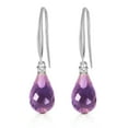 thumbnail image 2 of Galaxy Gold 14k White Gold Diamond Fish Hook Earrings with Amethysts, 2 of 3
