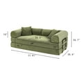 thumbnail image 3 of Miniyam Convertible Sleeper Sofa Bed with Cylindrical Pillow - Corduroy Folding Mattress Couch with Fixed-Shape Frame for Living Room, Bedroom, Lounge, Studio - Light Green, 3 of 9