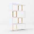 thumbnail image 3 of Benjara 67 Inch Bookcase, Vertical Freestanding Divider, 4 Shelves, White, Gold, 3 of 6