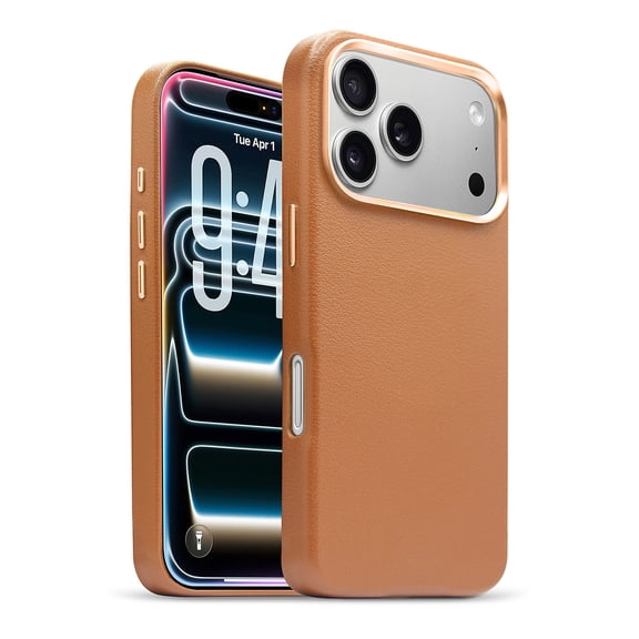 Leather Magnetic Case for iPhone 17 Pro Max - Dark Orange