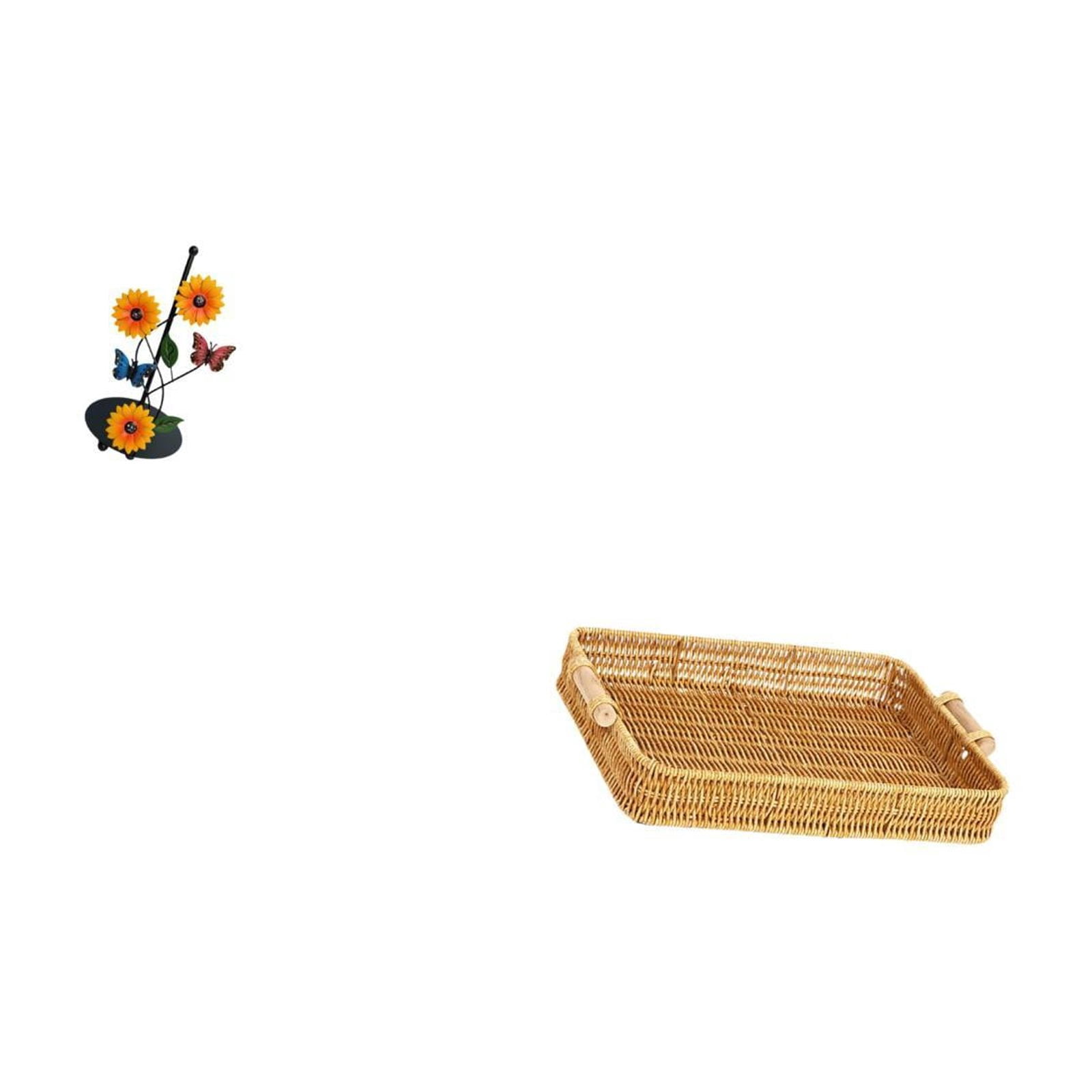 Fiocias Toilet Paper Holder Paper Towel Holder Countertop Kitchen Roll Holders Standing Paper Towel Storage Baskets Woven Kitchen Storage Baskets with Handles