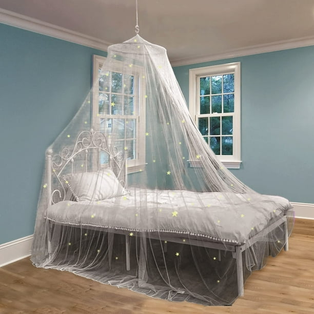 Bed Canopy with Glow in The Dark Stars for Girls, Kids and Babies, Net Use to Cover The Baby Crib, Kid Bed, Girls Bed Or Full Size Bed, Fire Retardant ...