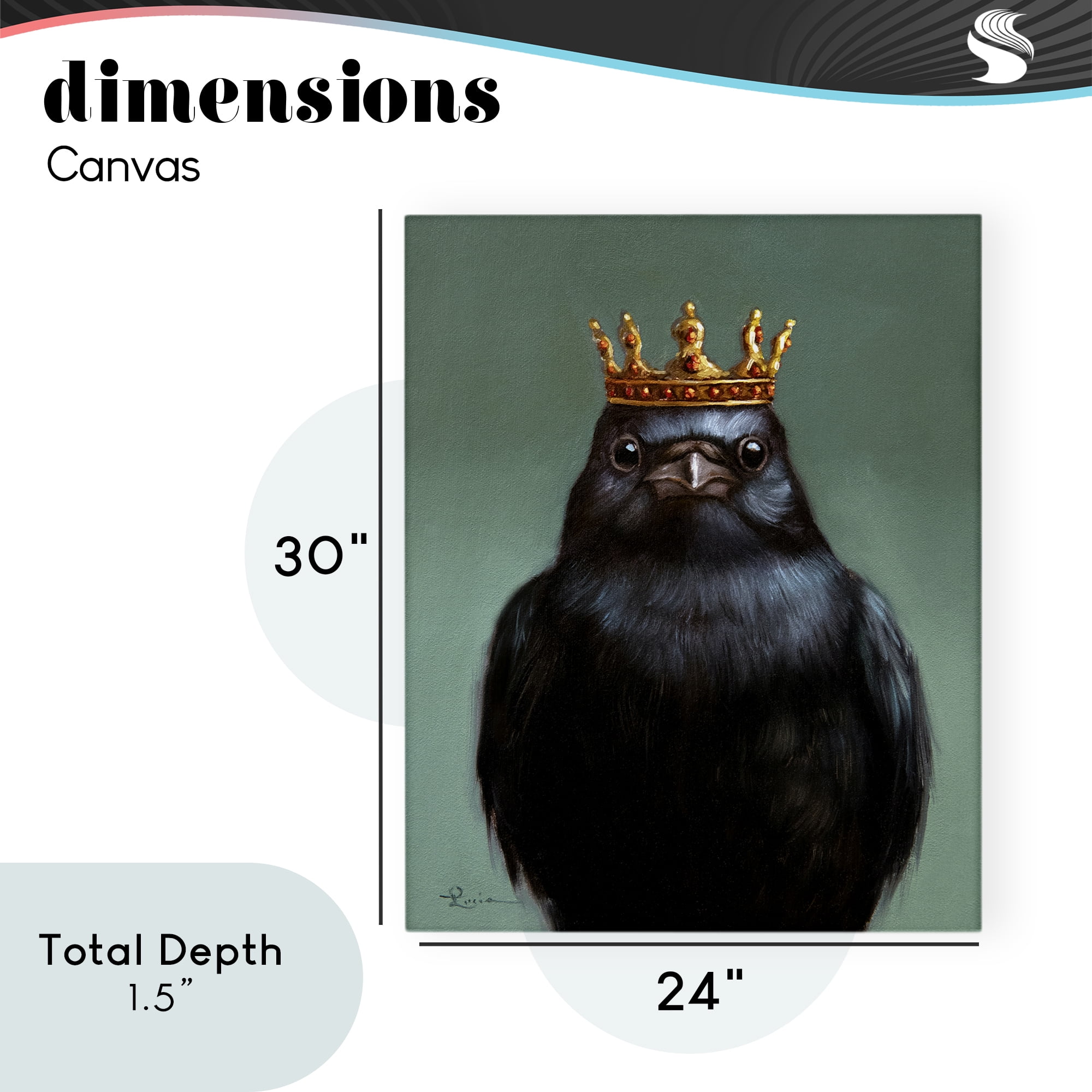 King Crow Portrait Canvas Wall Art, design by Lucia Heffernan