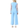 thumbnail image 3 of INSPIRE CHIC Outfit Women's Jumpsuits V Neck Mesh Long Sleeve Wide Leg Party Rompers M Light Blue, 3 of 6