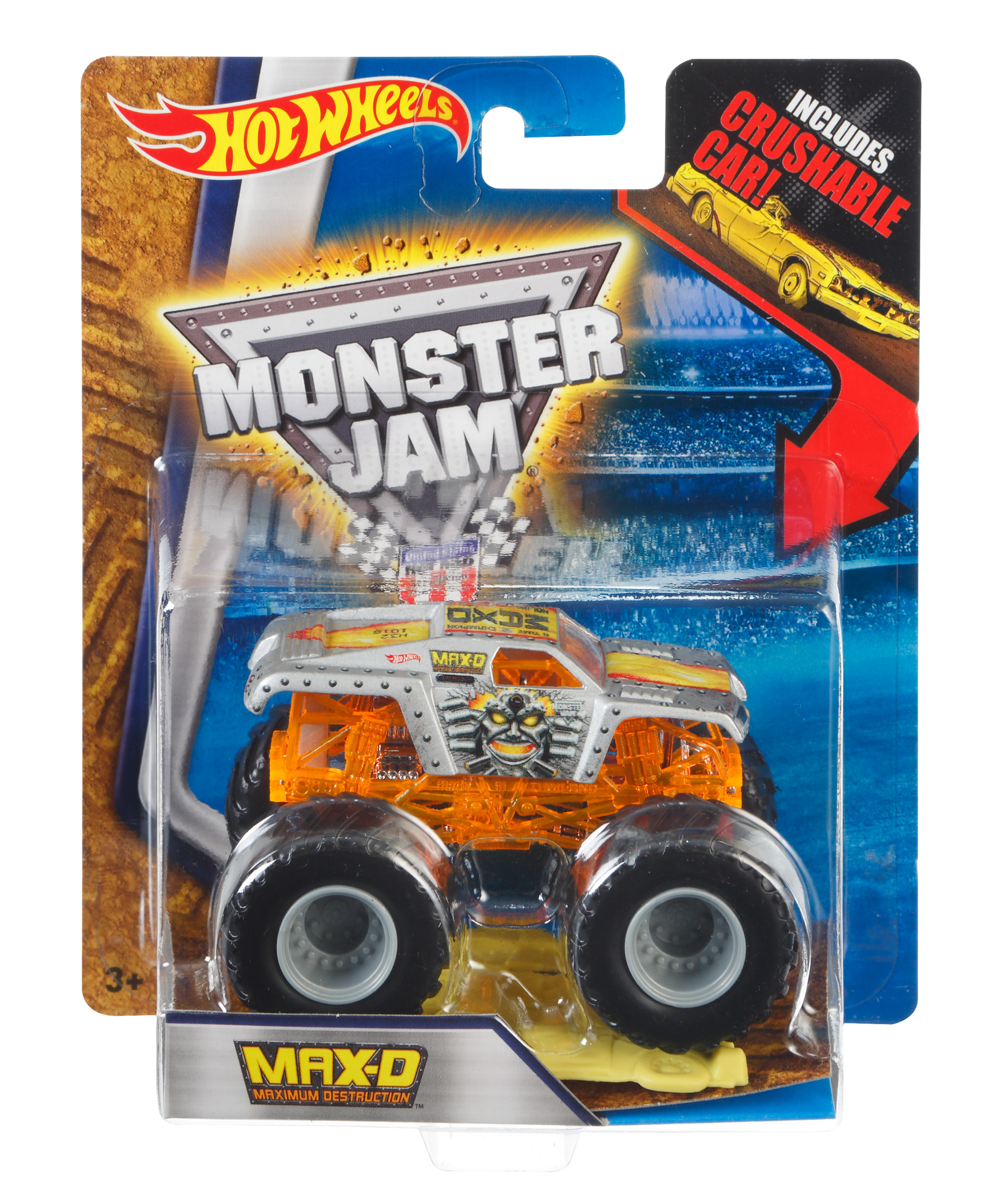 Hot Wheels Monster Jam Max-D (Edge Glow) with 2015 Crushed Car
