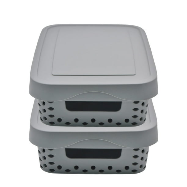 Set de 2 Cajas Organizadoras de Plástico IPP Gris con tapa