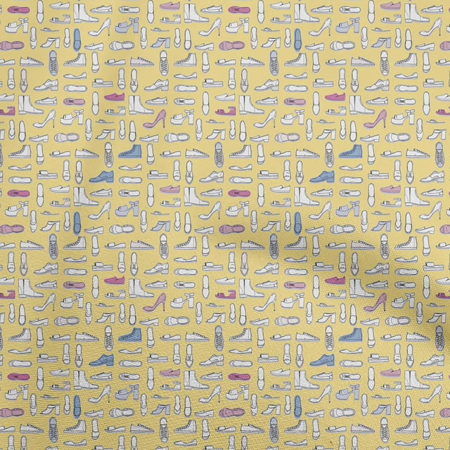 oneOone Polyester Spandex Yellow Fabric Conversational Footwear Craft Projects Decor Fabric Printed By The Yard 56 Inch Wide