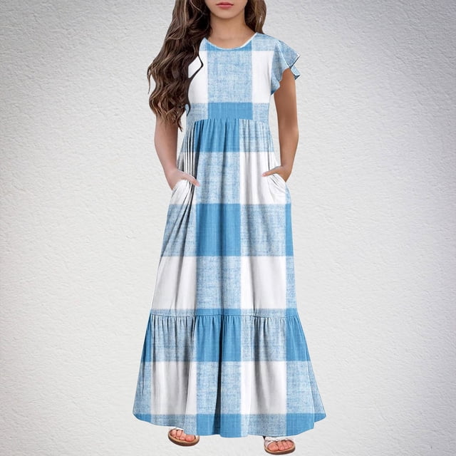 LOVZFMLL Robe Sans Manches à la Mode pour Enfants Robe d'Été Décontractée à Col Rond pour Filles