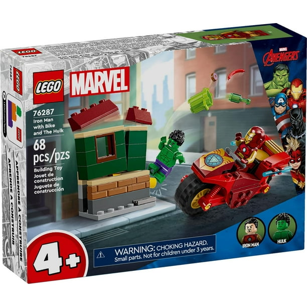 LEGO Marvel Iron Man with Bike and The Hulk Building Set, Easy