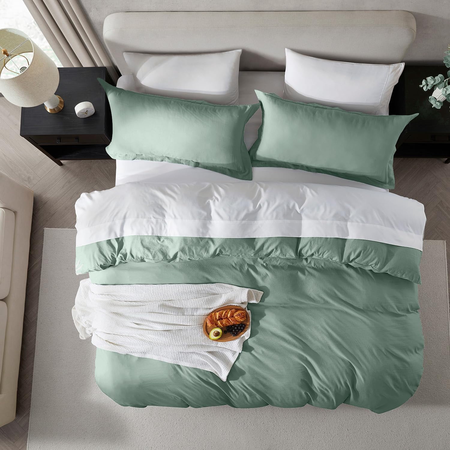 LammaLoe Duvet Cover Twin/Twin XL Size, Soft Prewashed 2-Piece Duvet Cover Bedding Set with 1 Pillow Sham, Sage Green