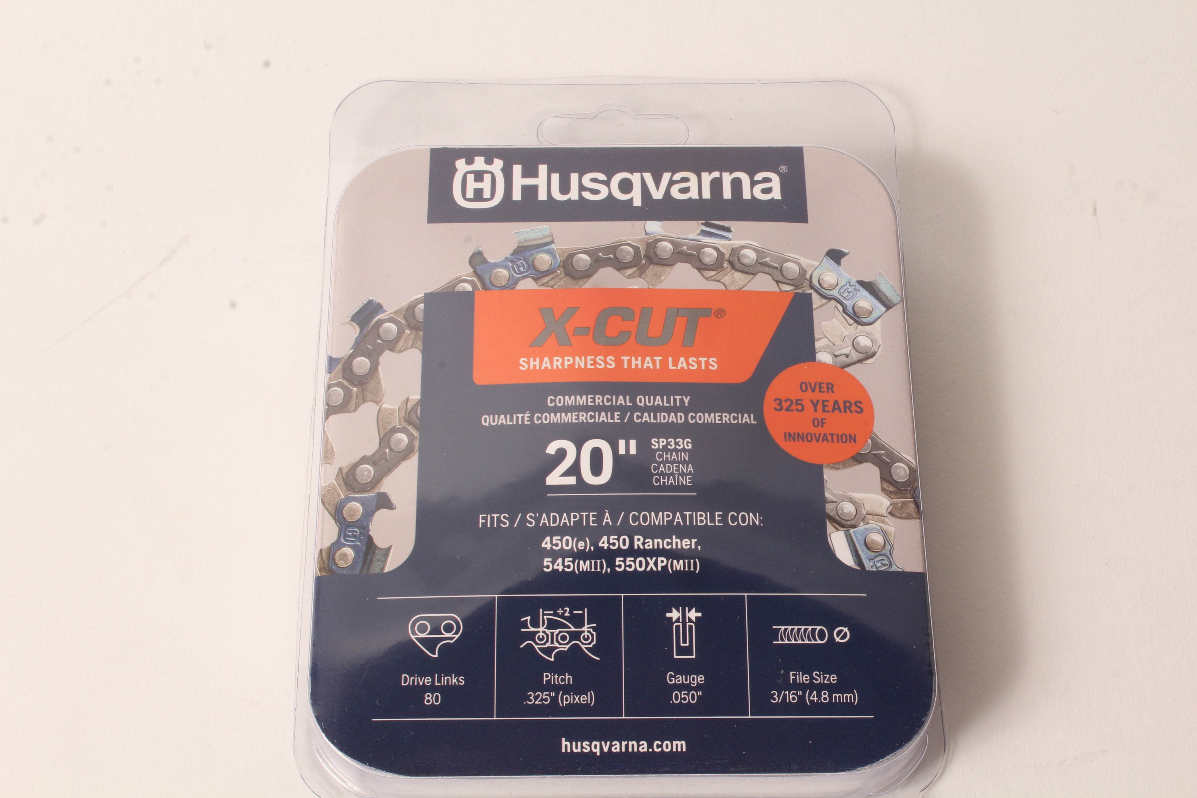 Grey Husqvarna 581643604 X-Cut SP33G 20 Chainsaw Chain 
