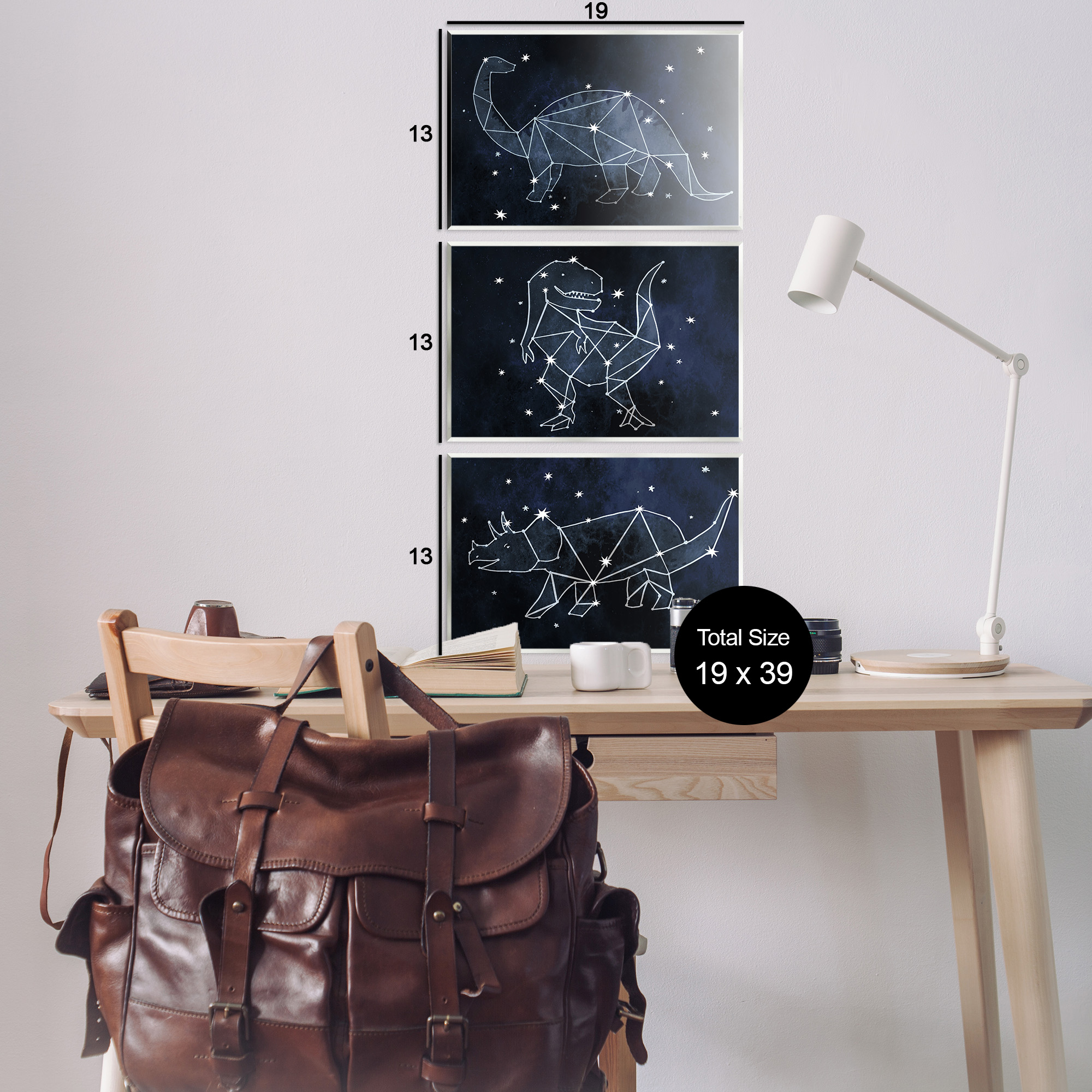Stupell Industries Night Sky Dinosaur Constellations Animals & Insects Painting Unframed Art Print Wall Art, 19 x 13, Set of 3