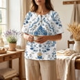 thumbnail image 3 of Womens Summer Short Sleeve Tops Basic Henley Neck Button Down Blouses Flowy Tunic Shirts Trendy Outfits with Pocket, 3 of 6