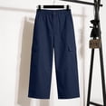 thumbnail image 5 of Womens Capri Pants Lightweight Loose Straight Multi‑Pocket Cropped Hiking Pants Blue, 5 of 6