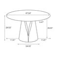 thumbnail image 6 of POVISON-47"Modern Round Kitchen Dining Table For 4, Glossy Black Sintered Stone Round Dining Table, Solid Black Carbon Steel Base, 6 of 8