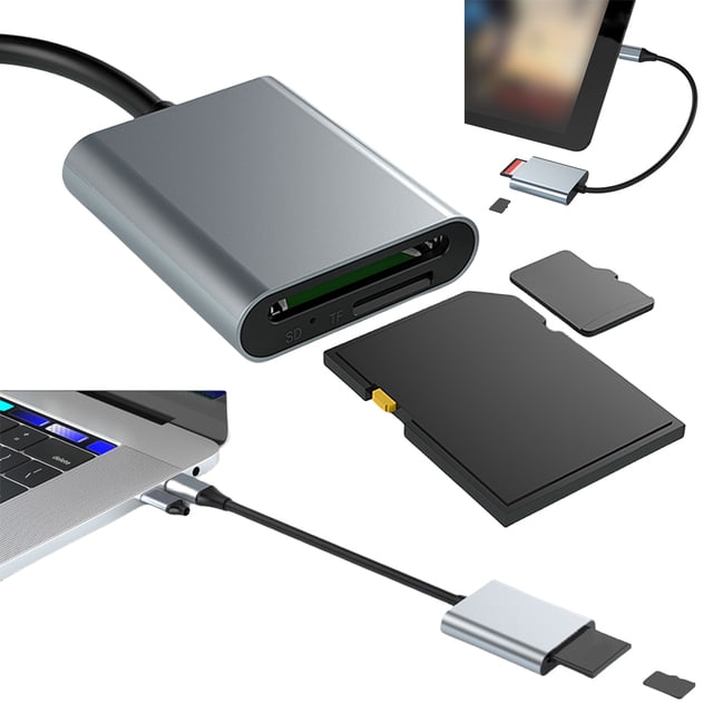 Adaptador hub tarjeta TF Reader 2-In-1 SD3.0/SD4.0+TF 2 tarjetas Simultáneamente USB C para 15