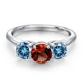 thumbnail image 3 of Gem Stone King 925 Sterling Silver Red Garnet and Persian Blue Moissanite Engagement Ring for Women | 2.00 Cttw | Round 6MM | Gemstone January Birthstone | Size 6, 3 of 6