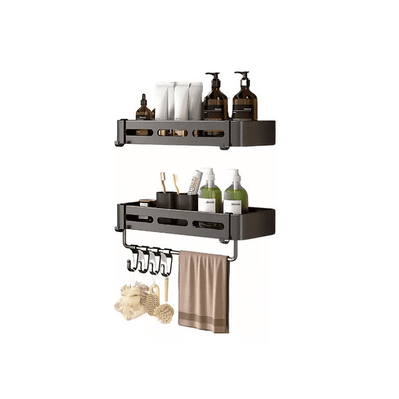 Set 3 Repisas Esquineras Aluminio Baño Ducha Organizador negro
