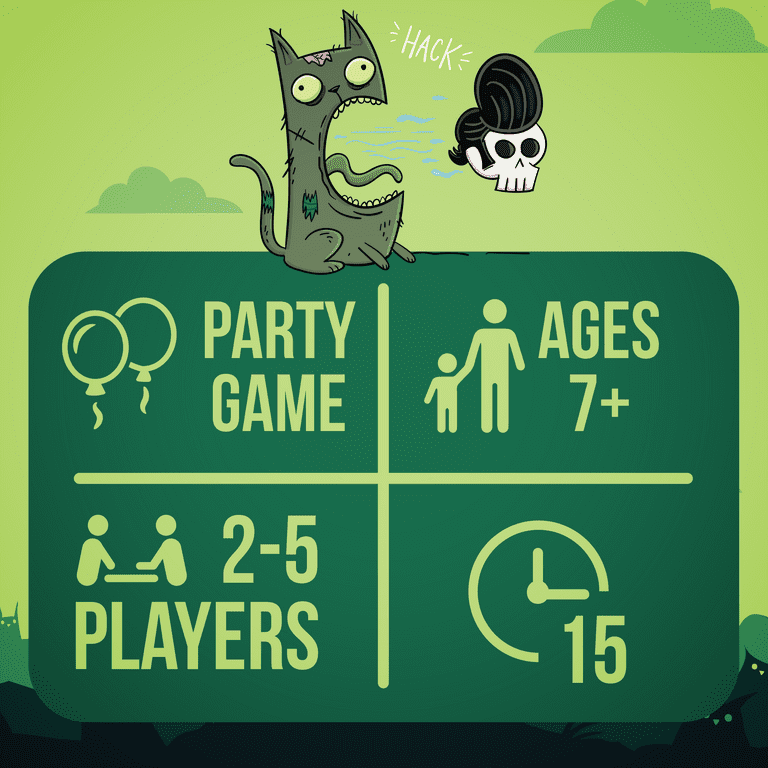 Zombie Kittens Party Game, Card Game by Exploding Kittens, 15 minutes, Ages  7 and up, 2-5 Players