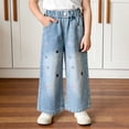 thumbnail image 2 of Gubotare Big Girl Jeans Girls Baggy Jeans Streetwear Denim Cargo Pants Distressed Elastic High Waist Wide Leg Clothes Multi Pocket Size 9-10 (Blue,9-10 Years), 2 of 6