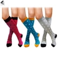 thumbnail image 4 of PULLIMORE 2 Pairs Knee High Socks for Women Men Novelty Dot Compression Socks for Running Travel Cycling Daily Wear (Gray+Blue+Rose Red, L/XL), 4 of 9