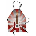 thumbnail image 1 of Guitar Apron, Modern Musical Element on a Background of Sunburst Effect Stripes, Unisex Kitchen Bib with Adjustable Neck for Cooking Gardening, Adult Size, Vermilion White, by Ambesonne, 1 of 4