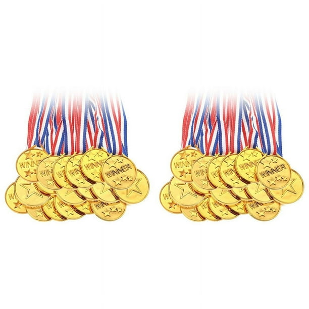 Paquete de 60 Medallas de Premio de Plástico Dorado para Niños, Perfectas para Deportes, Competiciones y Regalos de Fiesta