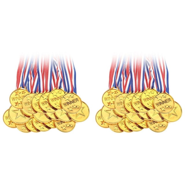Paquete de 60 Medallas de Premio de Plástico Dorado para Niños, Perfectas para Deportes, Competiciones y Regalos de Fiesta