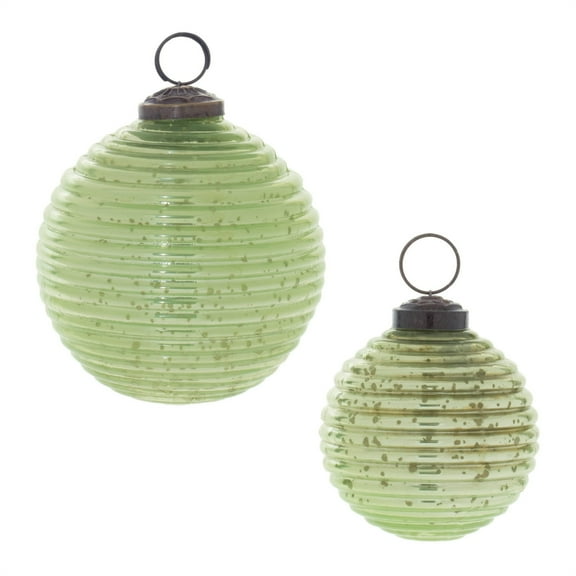 Melrose Ribbed Mercury Glass Ball Ornament Set of 6